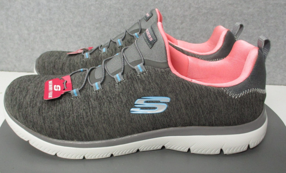 Skechers Womens Sz 11 Summits Quick Getaway Gray Slip On Bungee Lace Shoes